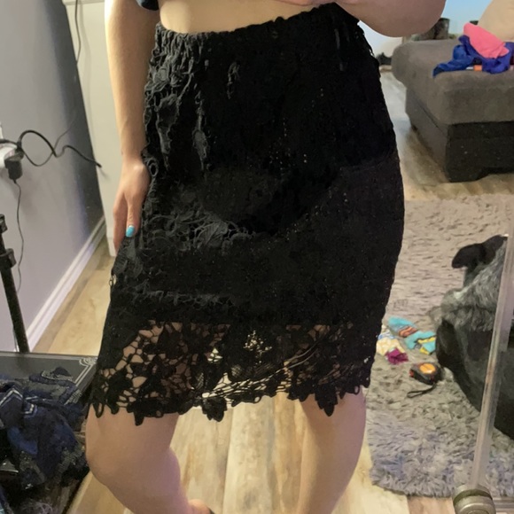 High waisted midi lace skirt fall winter - Picture 5 of 5